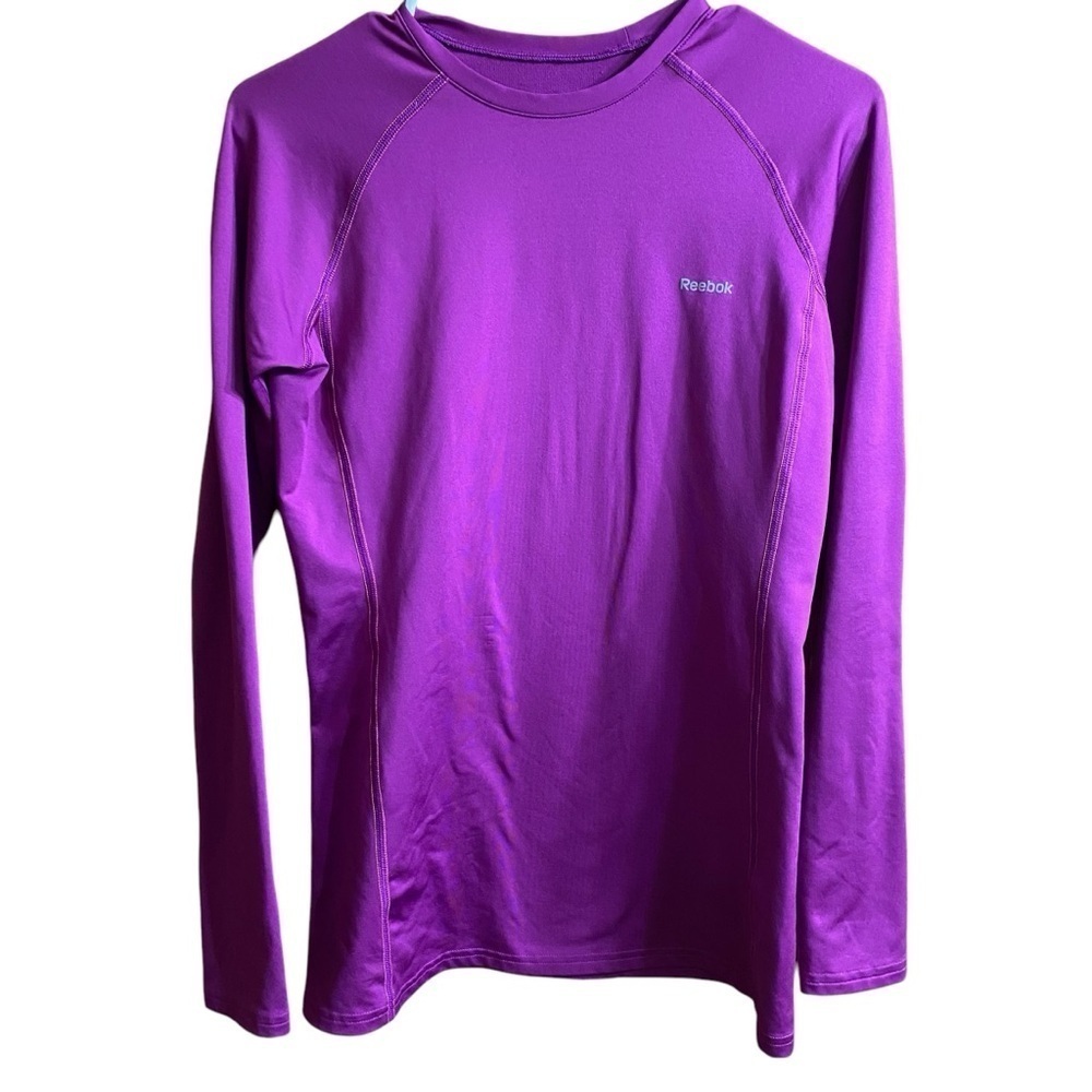 Reebok Play Dry Purple Long Sleeve Workout Blouse Top Size Medium